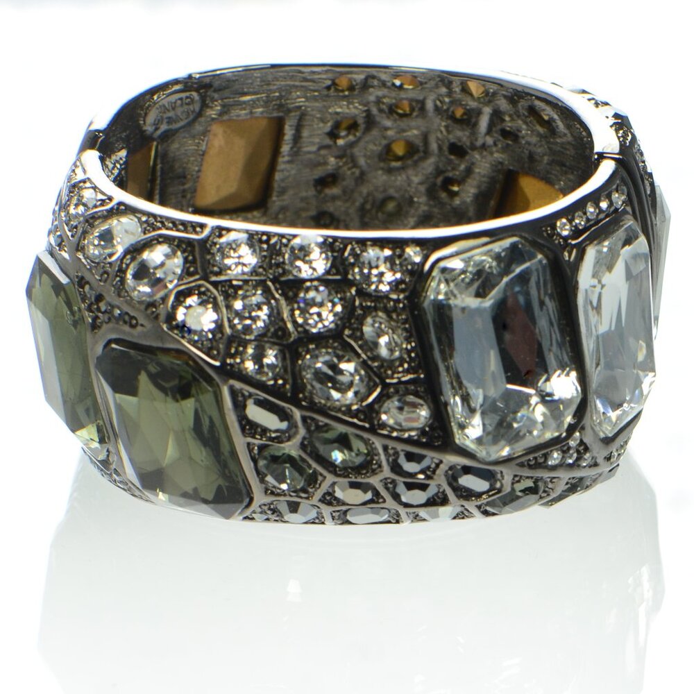 Kenneth Jay Lane Kjl Gunmetal Twisted Crystal Cuf… - image 1